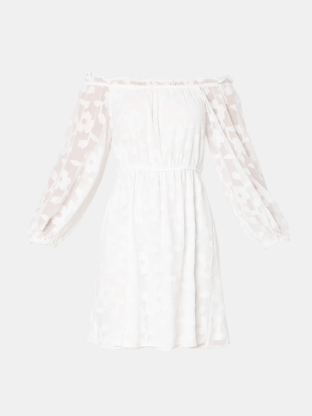 White Floral Off-Shoulder Dress - Image 7