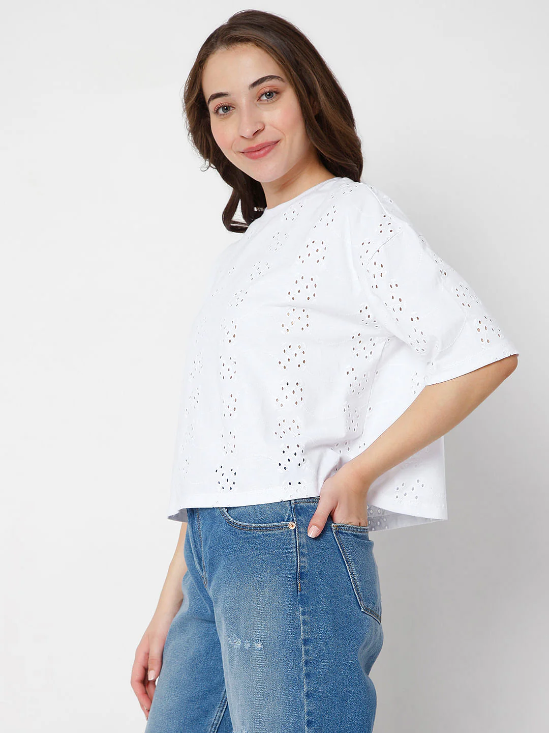White Schiffli T-Shirt - Image 3
