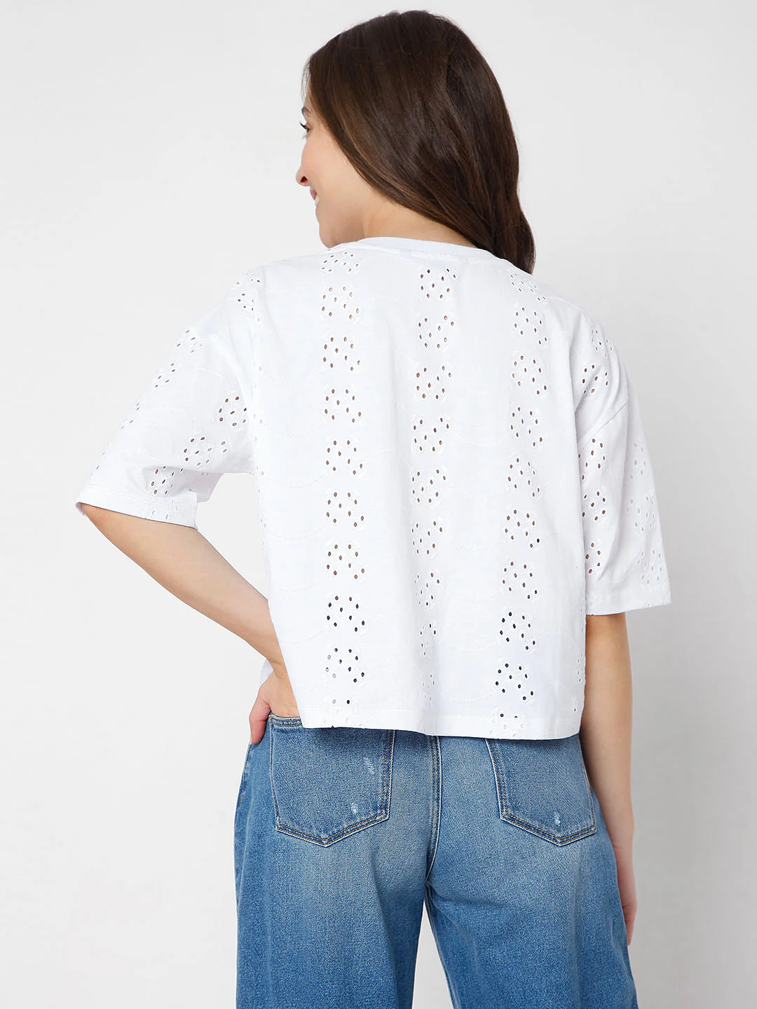 White Schiffli T-Shirt - Image 4