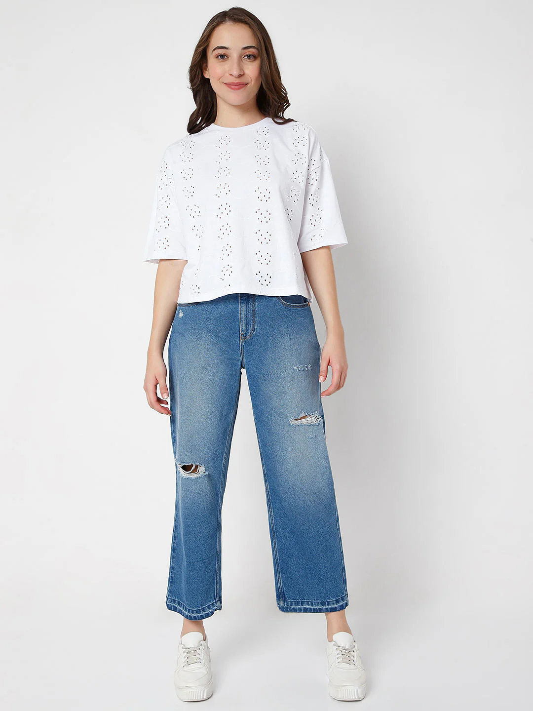 White Schiffli T-Shirt - Image 5