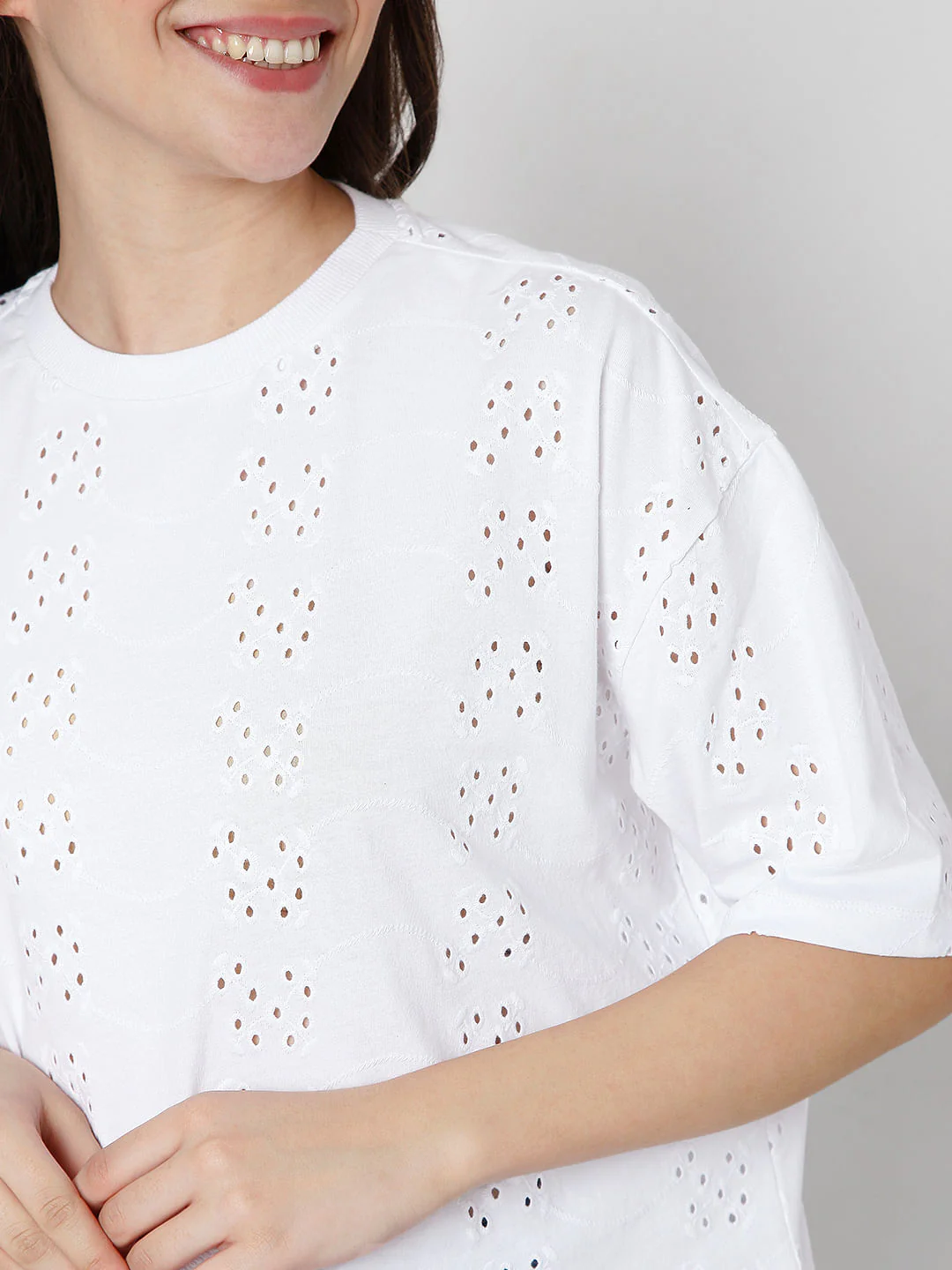 White Schiffli T-Shirt - Image 6
