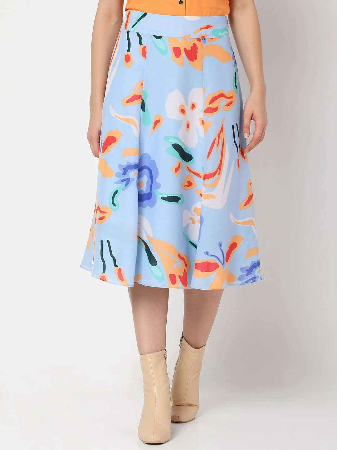 Blue Printed Midi Co-Ord Set Skirt - Image 2
