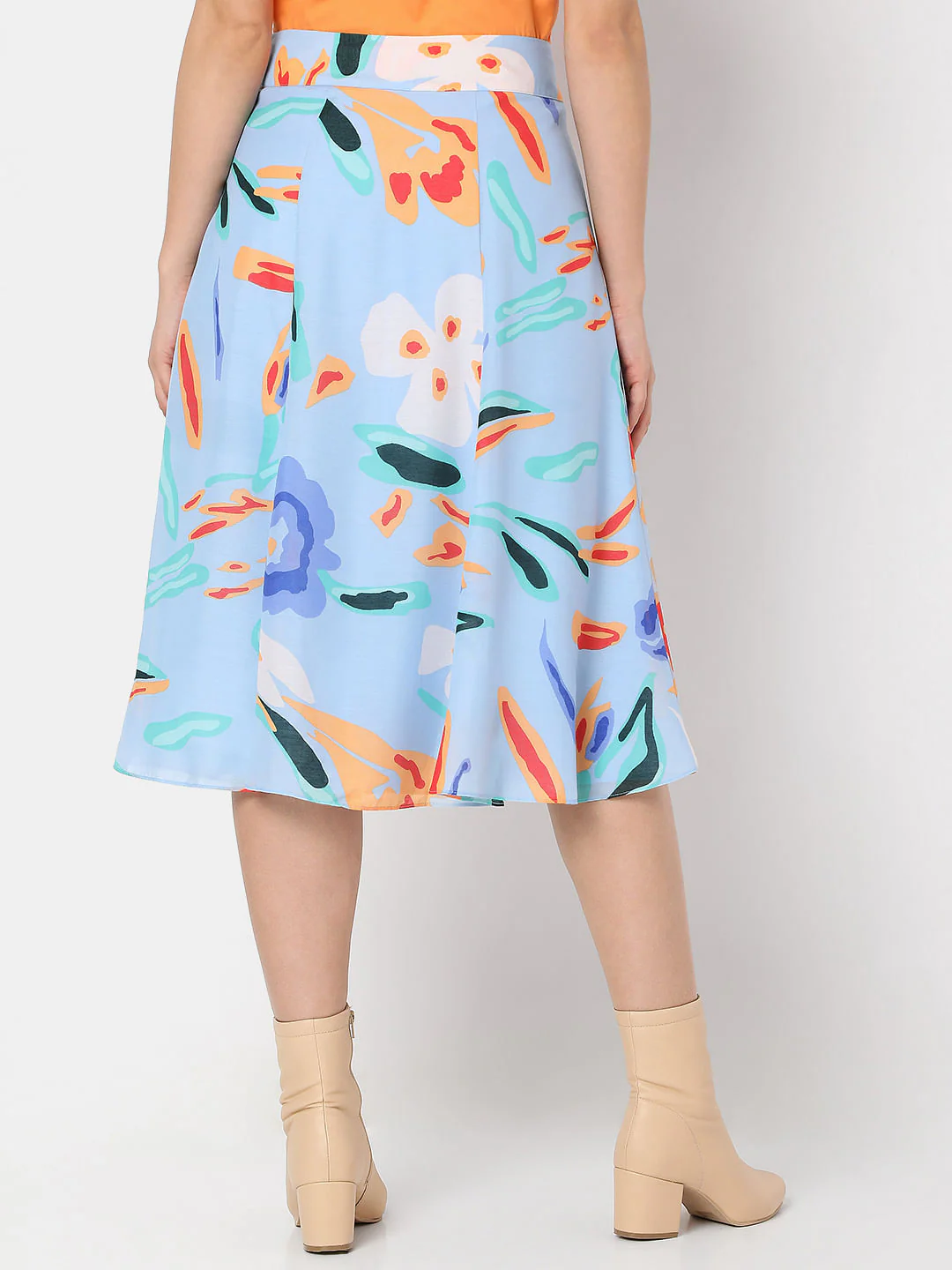 Blue Printed Midi Co-Ord Set Skirt - Image 4