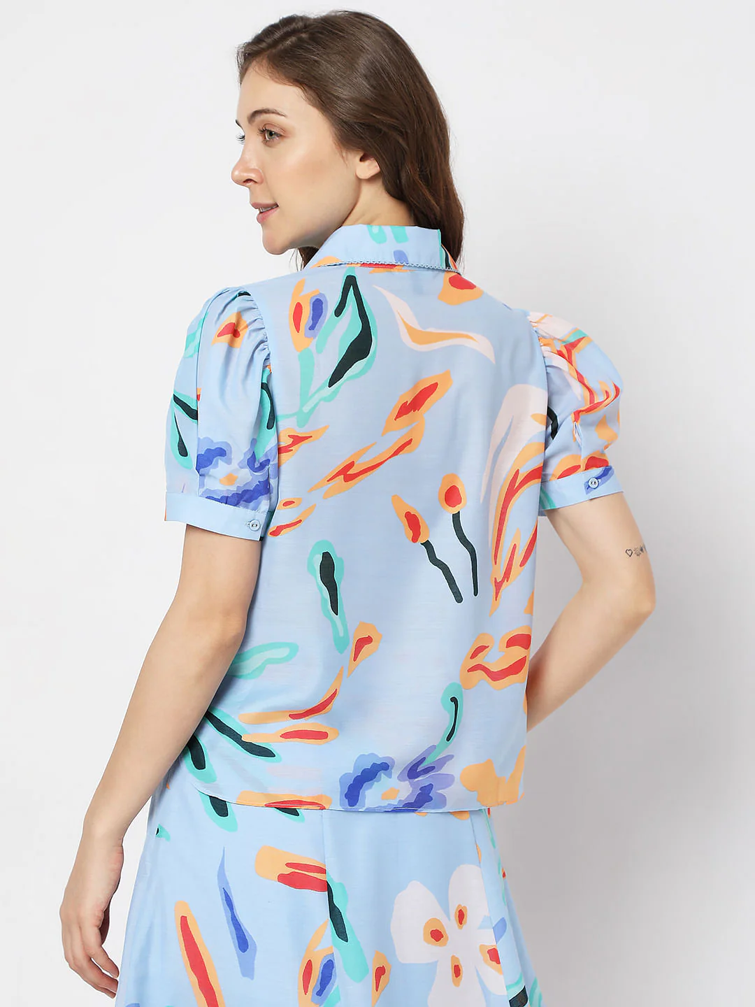 Blue Abstract Print Co-Ord Shirt - Image 4
