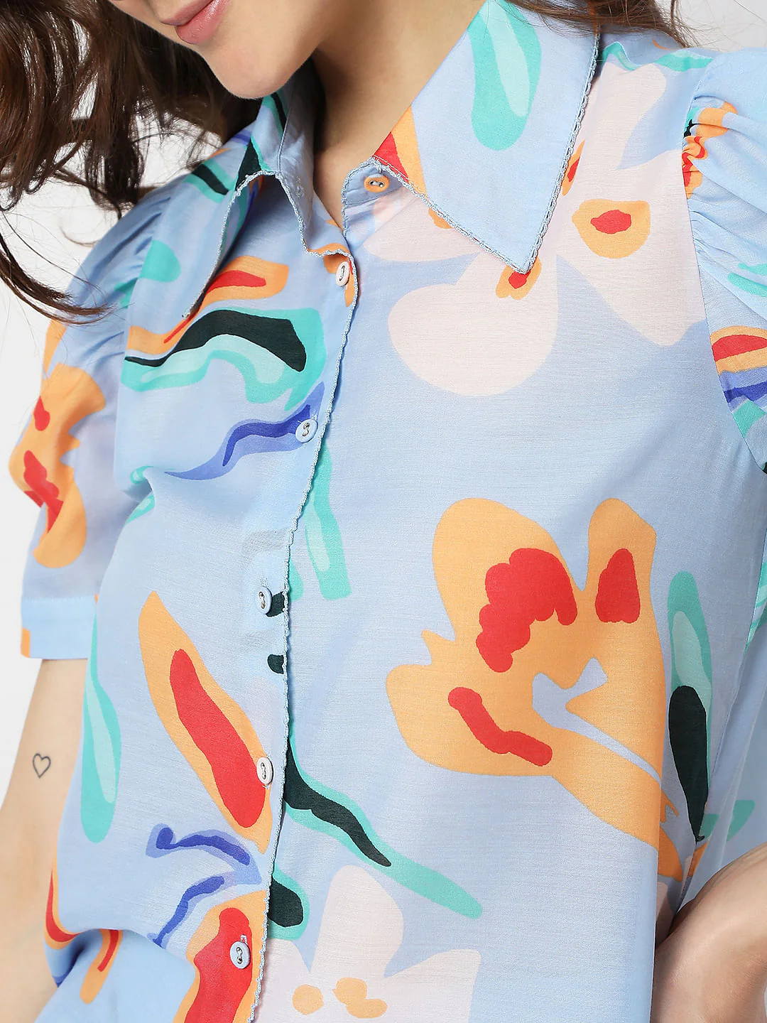 Blue Abstract Print Co-Ord Shirt - Image 6
