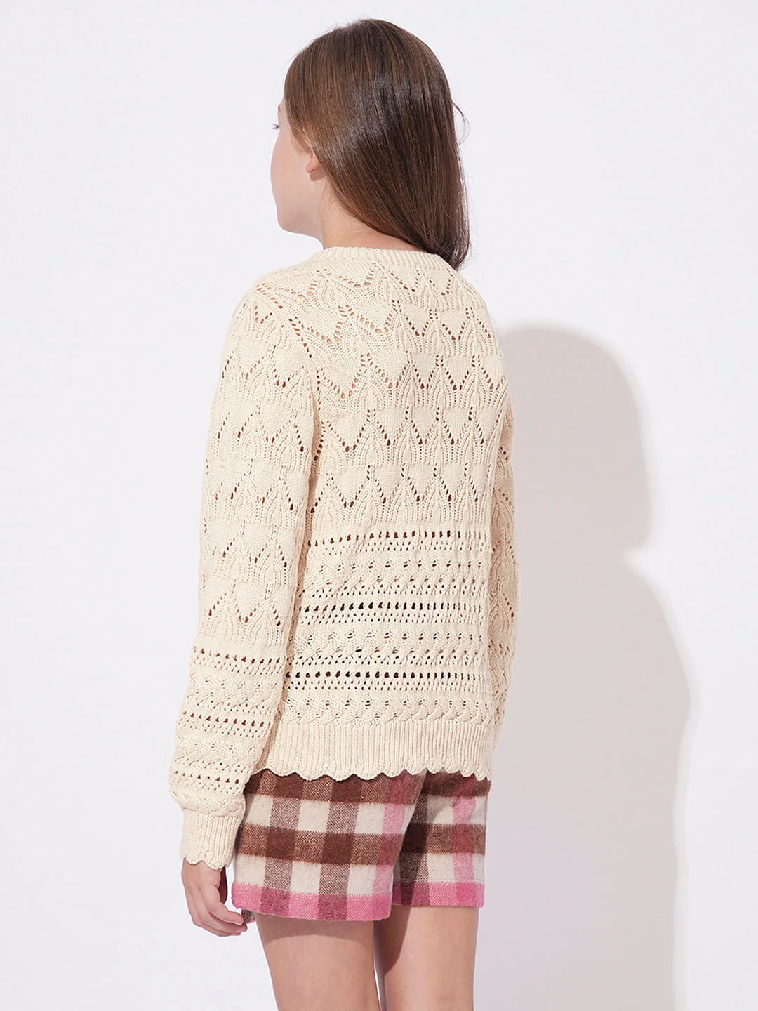 Girls Beige Knit Pullover - Image 3