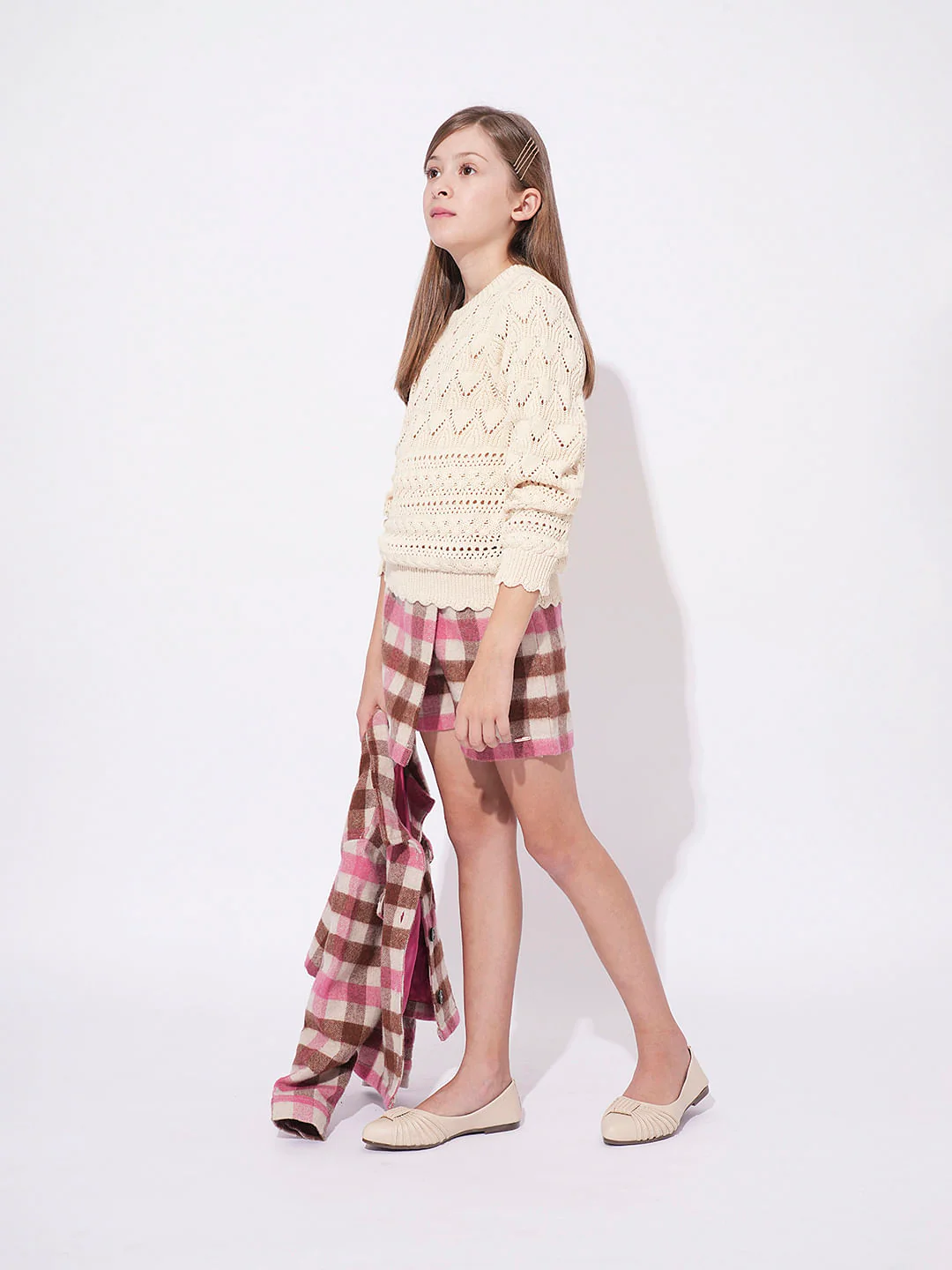 Girls Beige Knit Pullover - Image 5