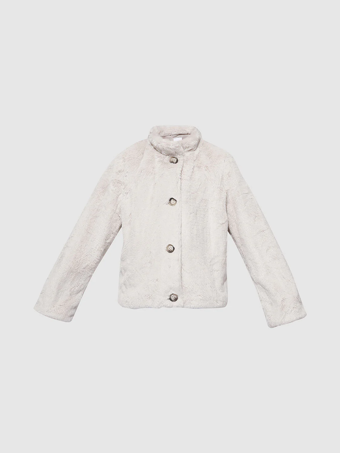 Girls Light Beige Faux Fur Short Jacket - Image 6