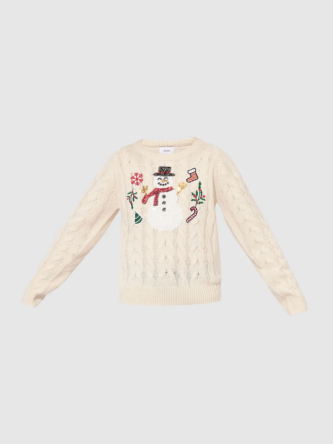 Girls Beige Printed Short Pullover - Image 6