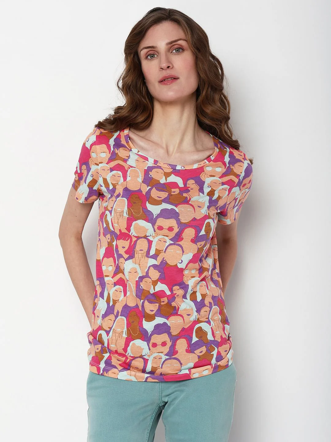 Pink Face Print T-Shirt - Image 2