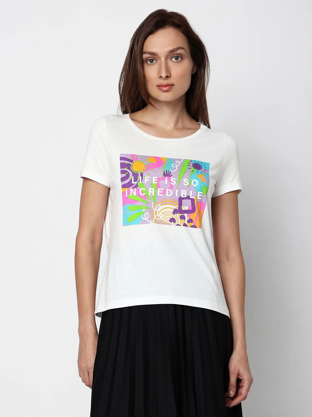 White Graphic Print T-Shirt - Image 2