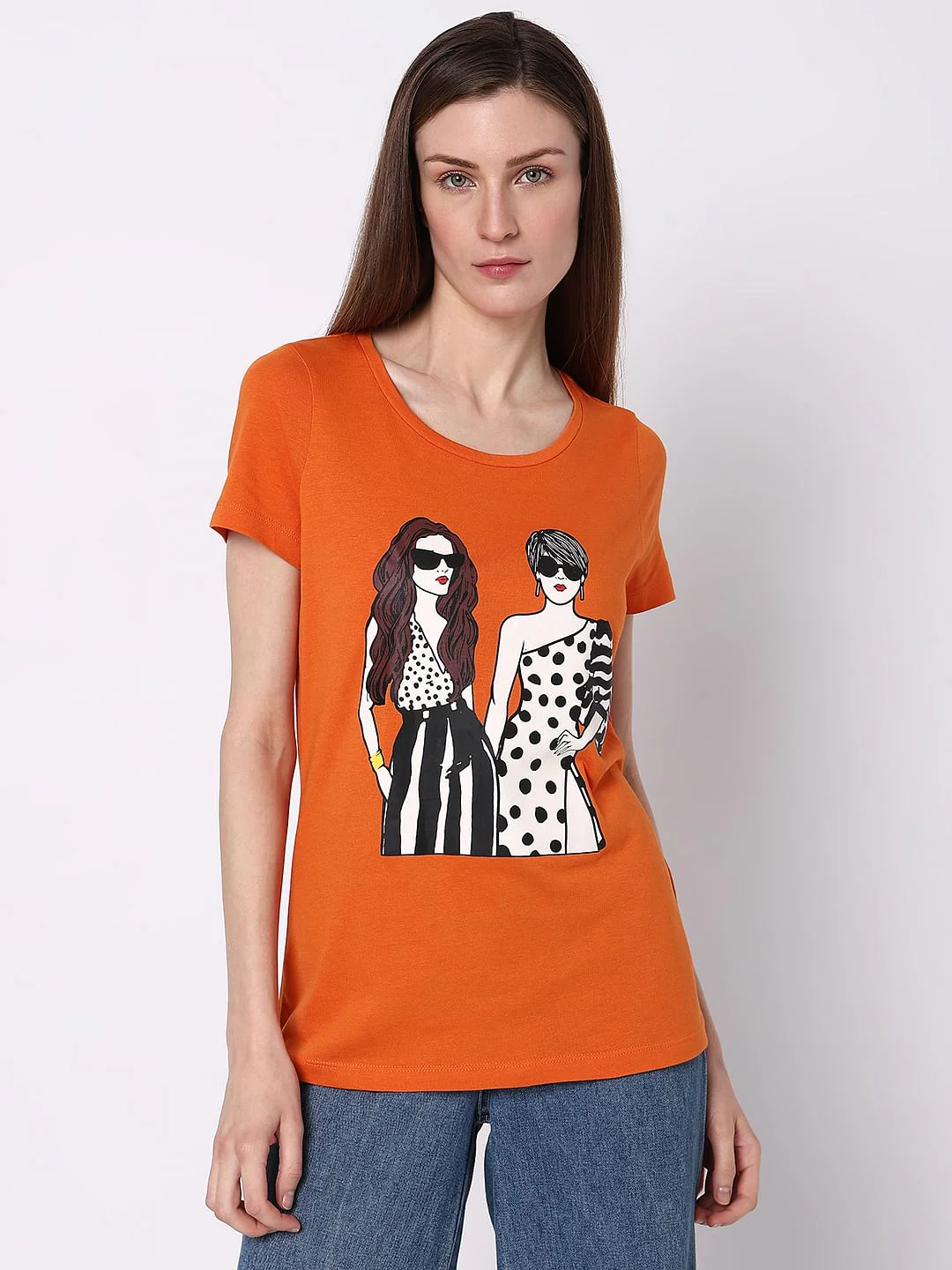 Orange Graphic Print T-Shirt - Image 2