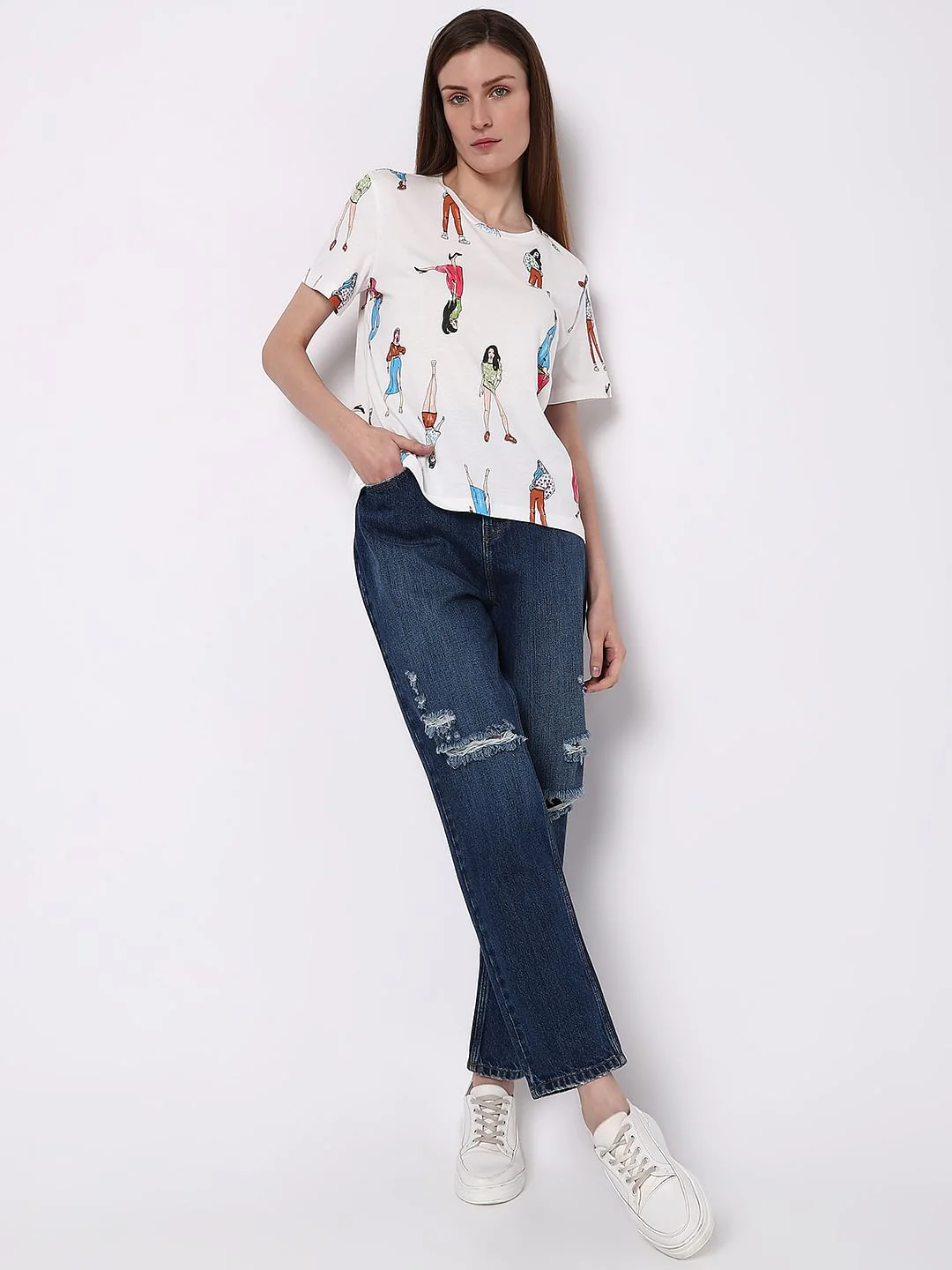 White Graphic Print T-Shirt - Image 5