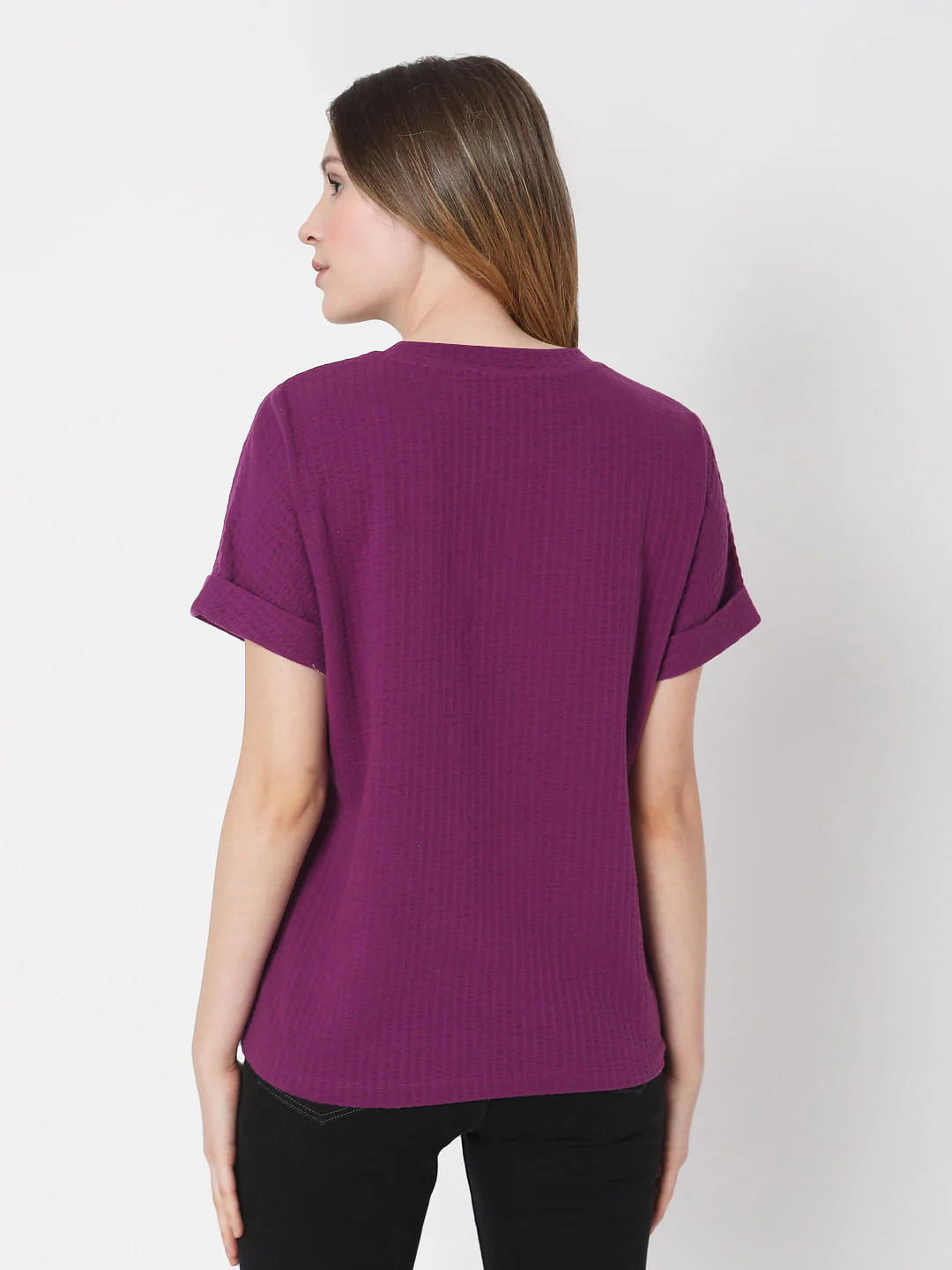 Purple Textured Striped T-Shirt - Image 4
