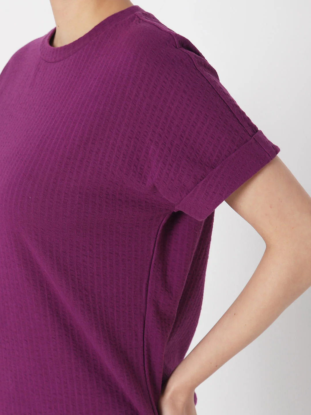 Purple Textured Striped T-Shirt - Image 6