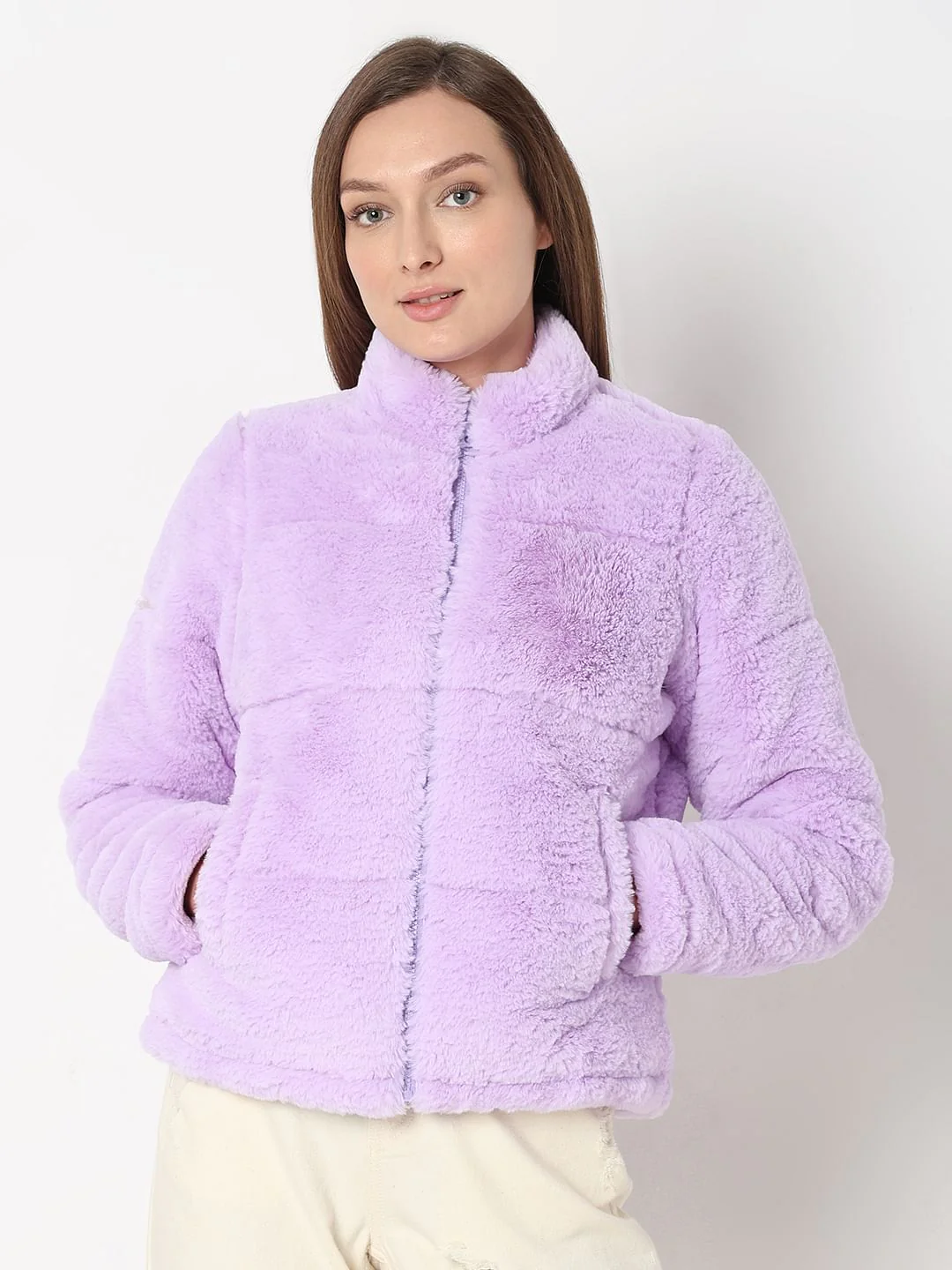 Lilac Faux Fur Jacket - Image 2