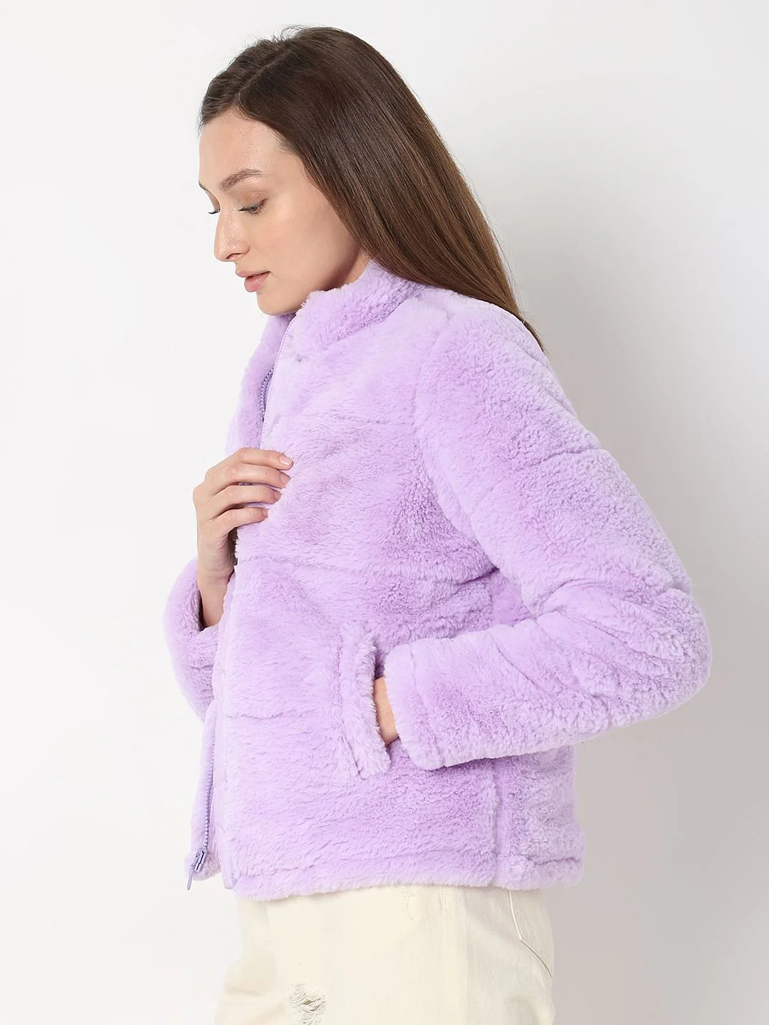 Lilac Faux Fur Jacket - Image 3
