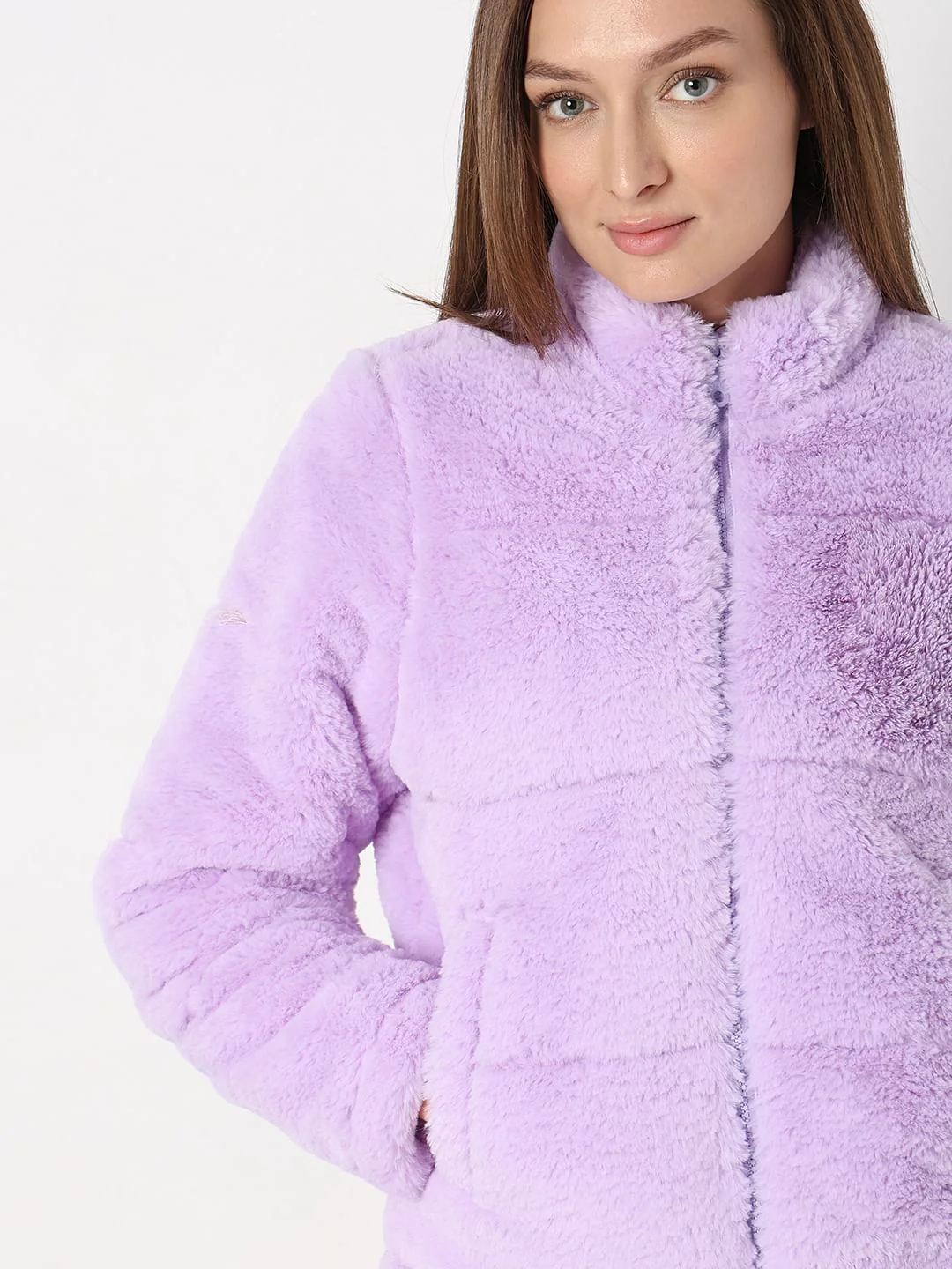 Lilac Faux Fur Jacket - Image 8