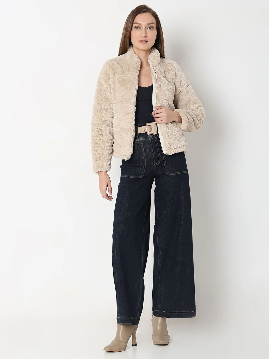 Beige Faux Fur Jacket - Image 5