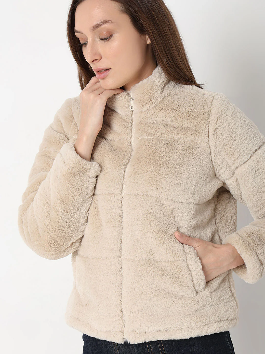 Beige Faux Fur Jacket - Image 6