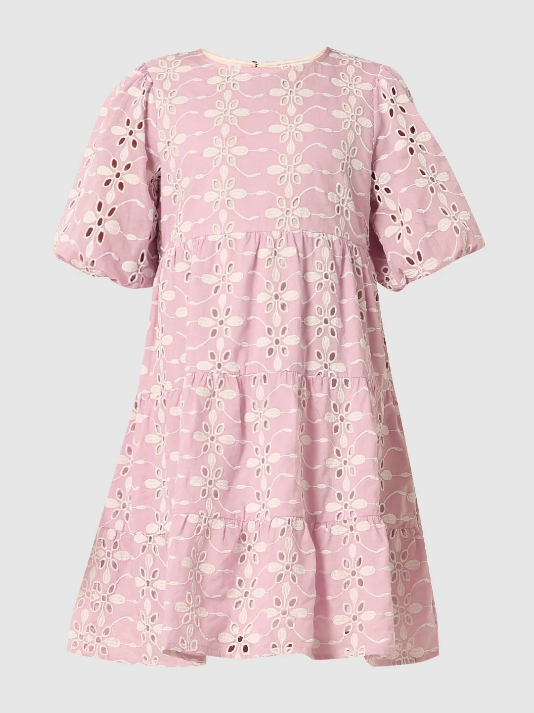 Purple Schiffli Detail Fit & Flare Dress - Image 6