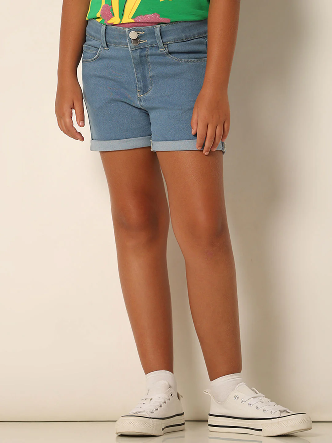 Girls Blue Denim Shorts - Image 2