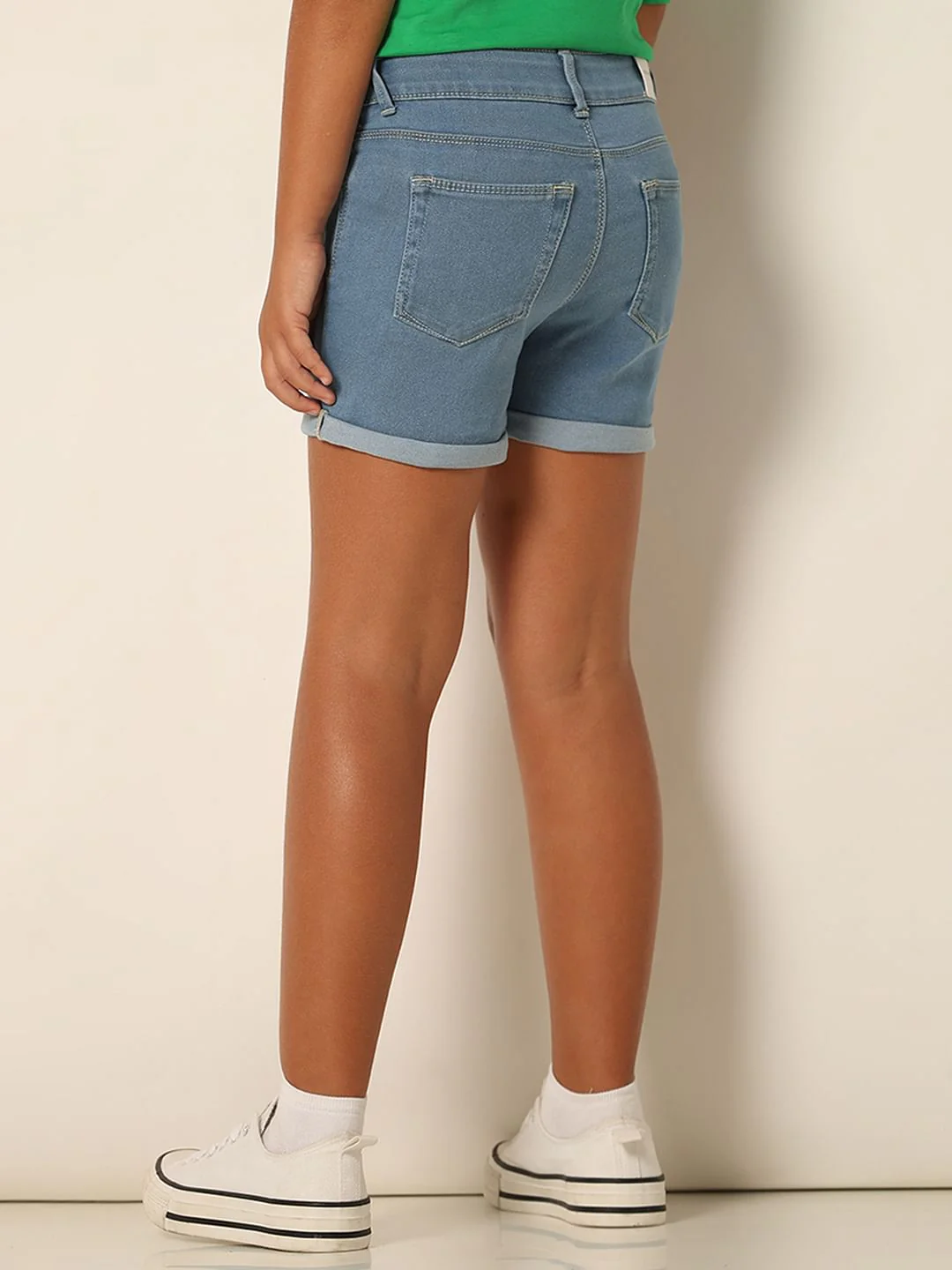 Girls Blue Denim Shorts - Image 3