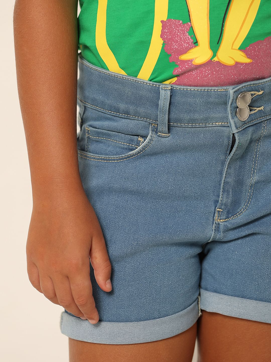 Girls Blue Denim Shorts - Image 4