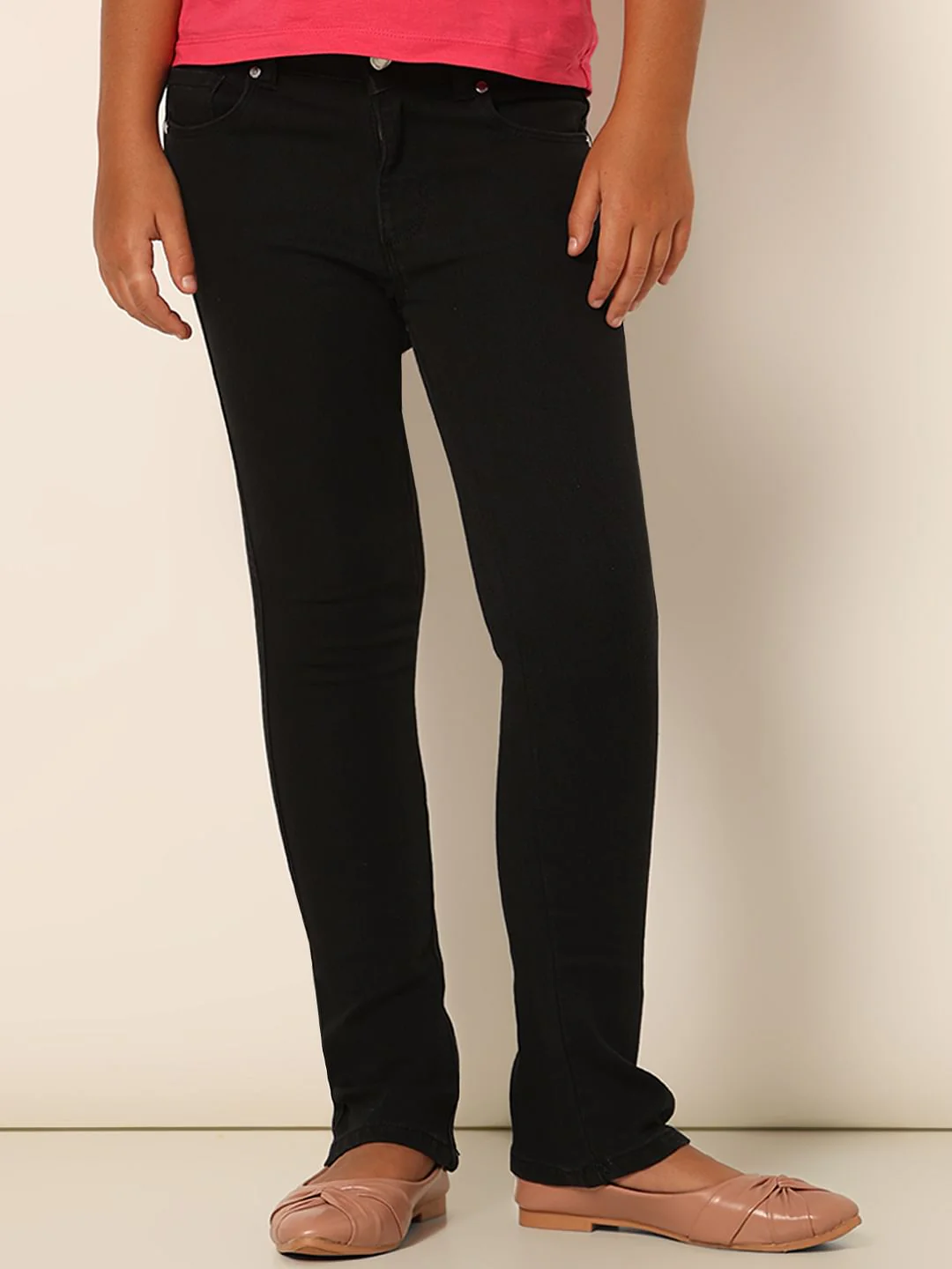 Girls Black Mid Rise Flared Jeans - Image 3