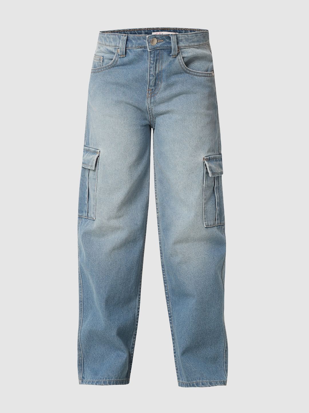 Blue Wide Leg Cargo Jeans - Image 5