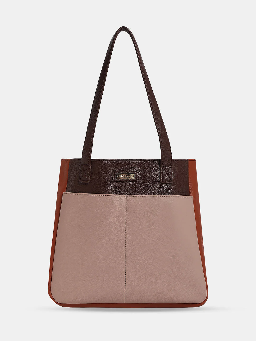 Beige Colourblocked Tote Bag - Image 2