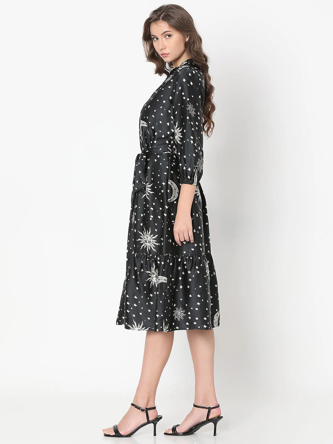 Black Celestial Print Midi Dress - Image 3