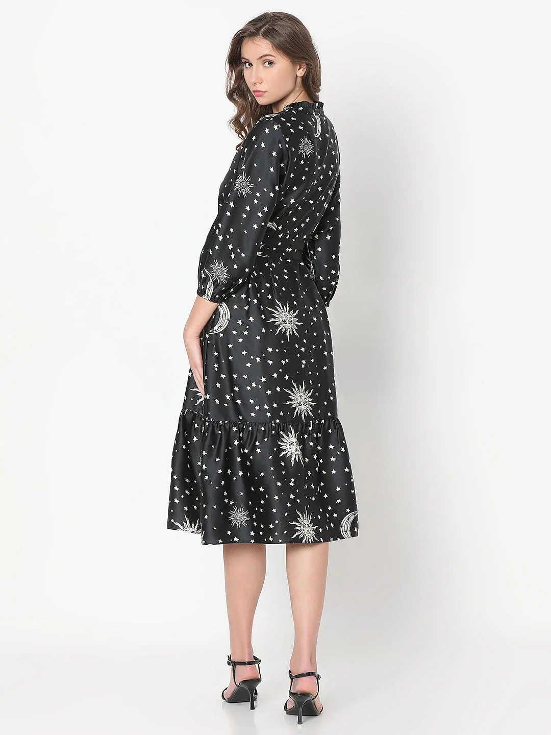 Black Celestial Print Midi Dress - Image 4