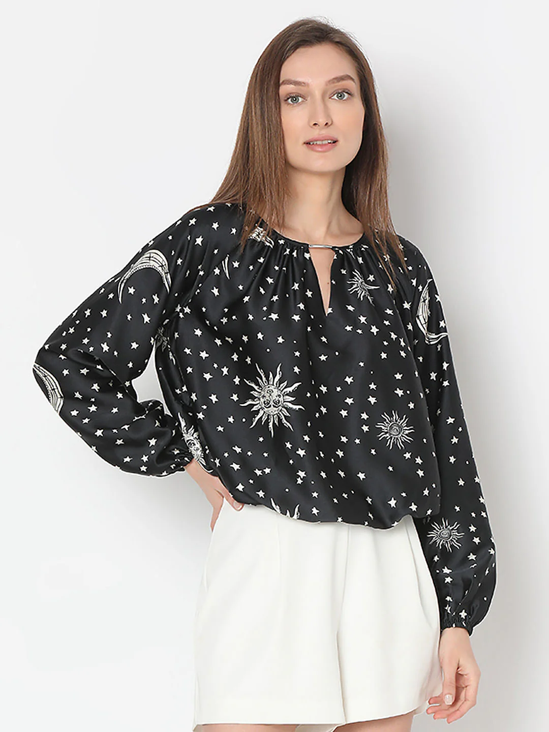 Black Celestial Print Top - Image 2