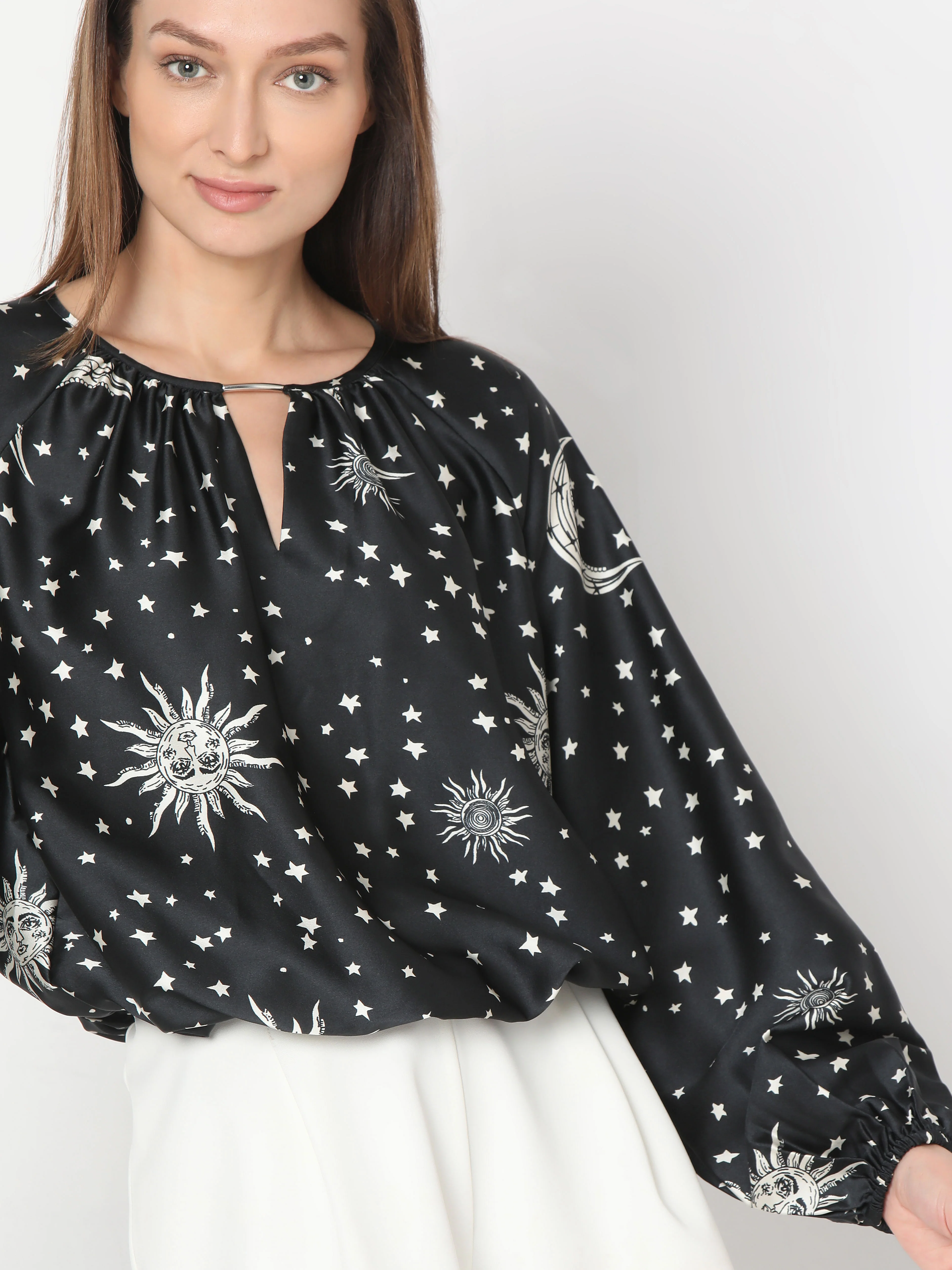 Black Celestial Print Top - Image 6