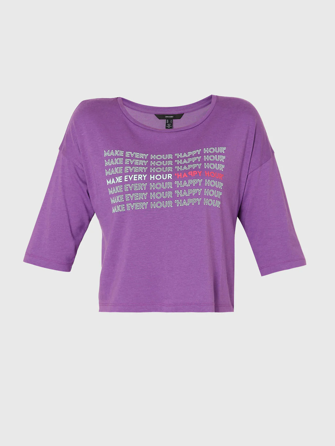 Purple Slogan Print Print T-Shirt - Image 7