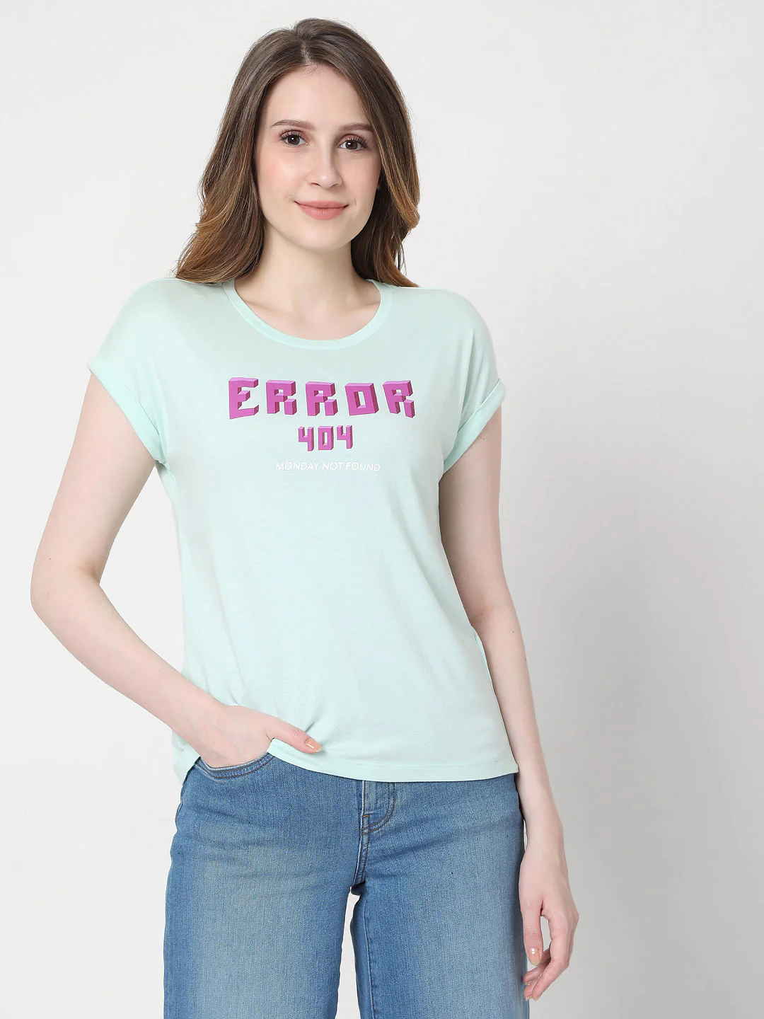 Blue Text Print T-Shirt - Image 2