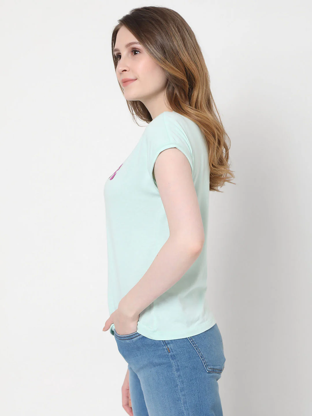 Blue Text Print T-Shirt - Image 3
