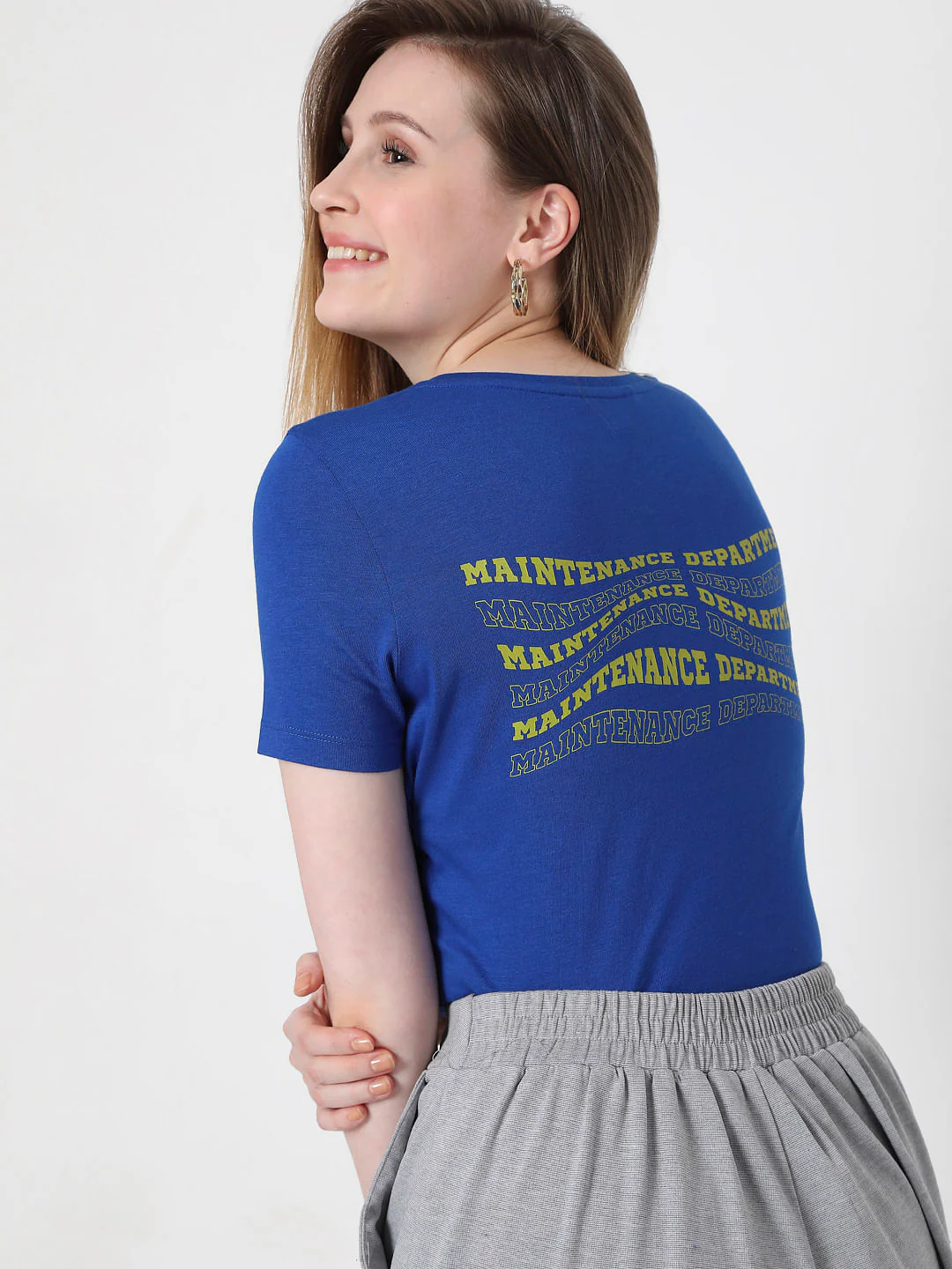 Blue Slogan Print T-Shirt