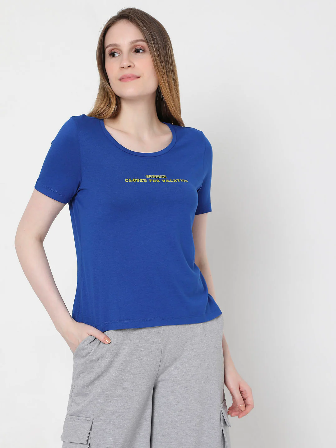 Blue Slogan Print T-Shirt - Image 2