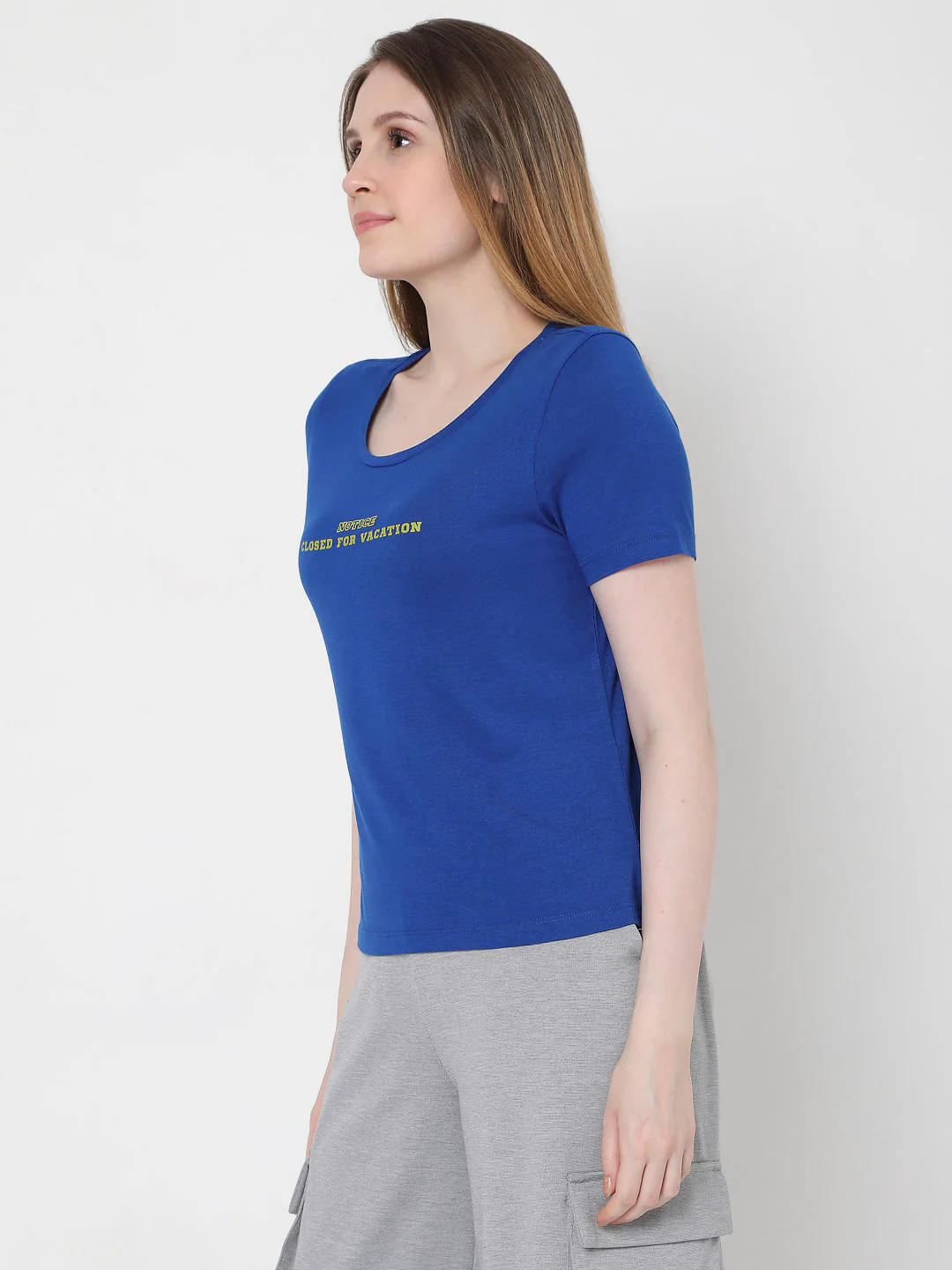 Blue Slogan Print T-Shirt - Image 3