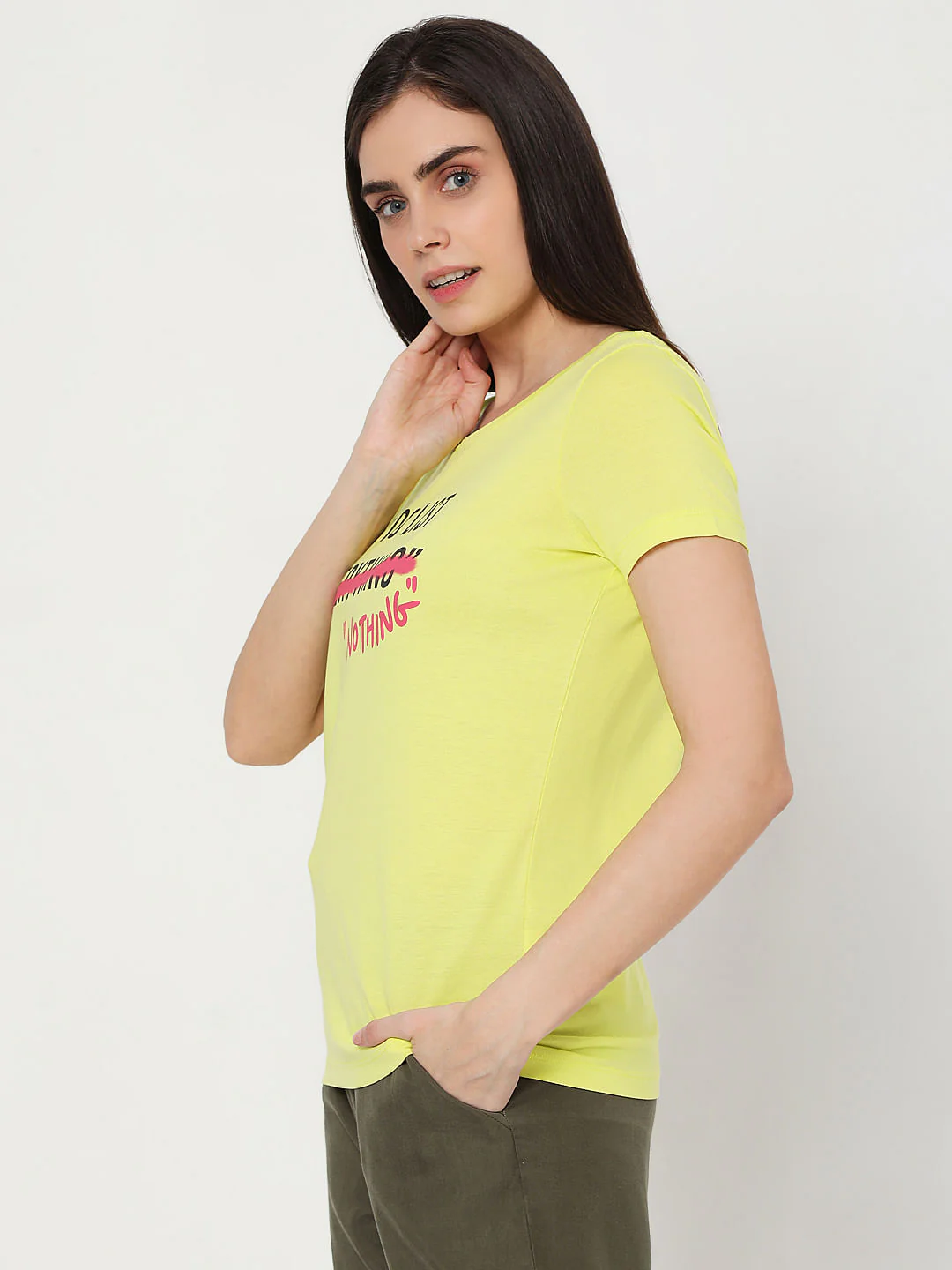 Yellow Slogan Print T-Shirt - Image 2