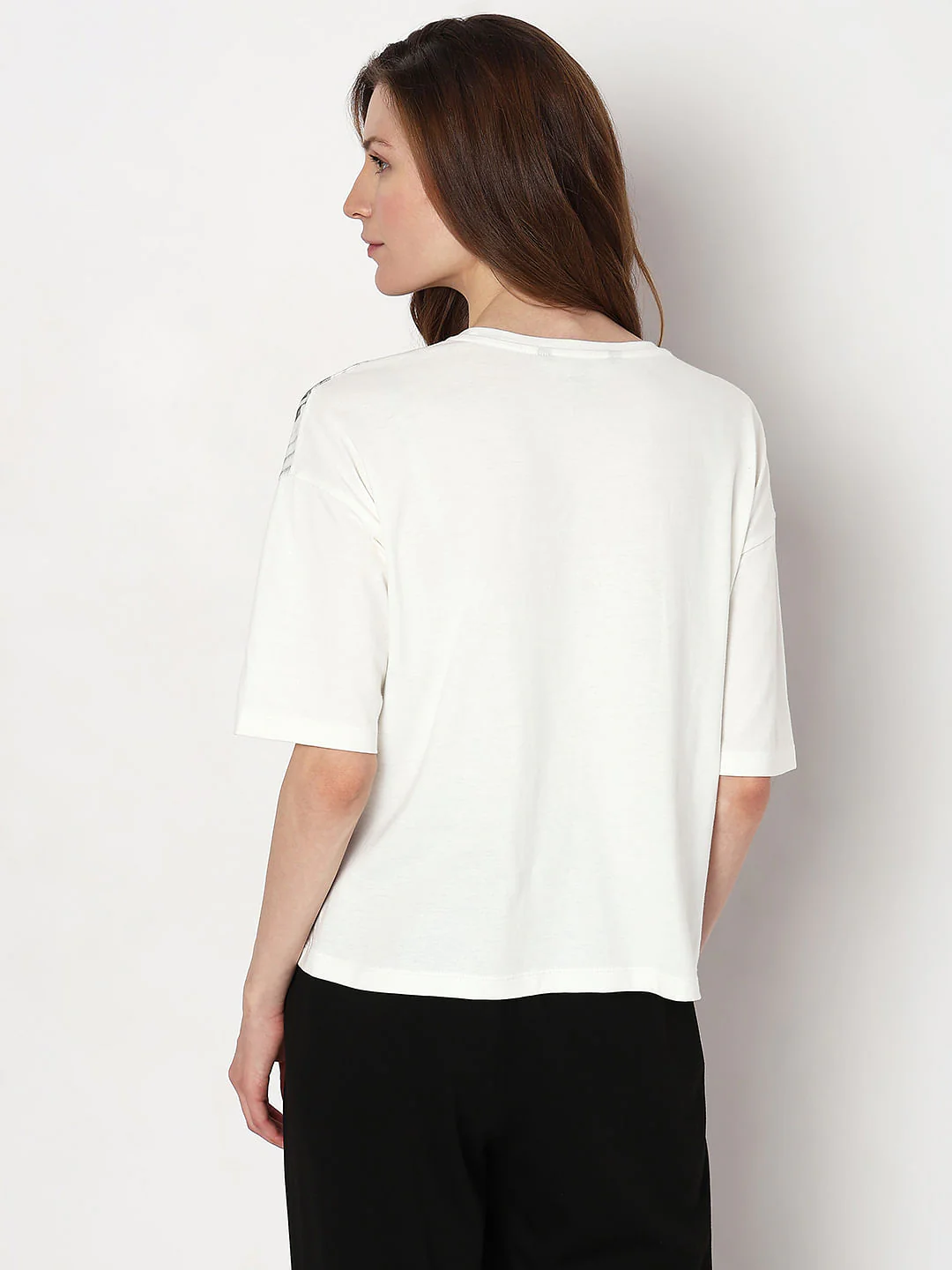 White Printed Drop Shoulder T-Shirt - Image 4