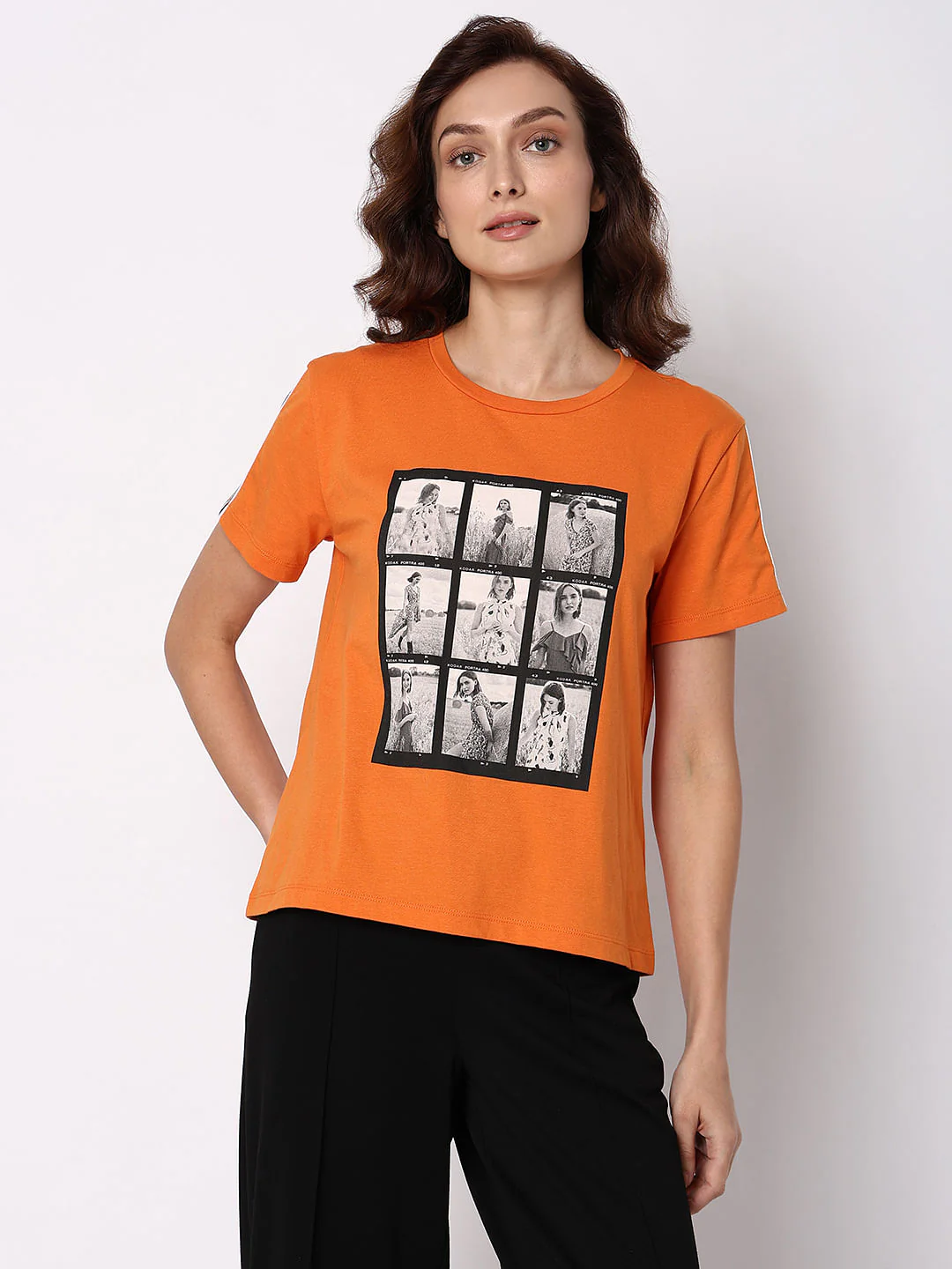 Orange Picture Collage Print T-Shirt - Image 2