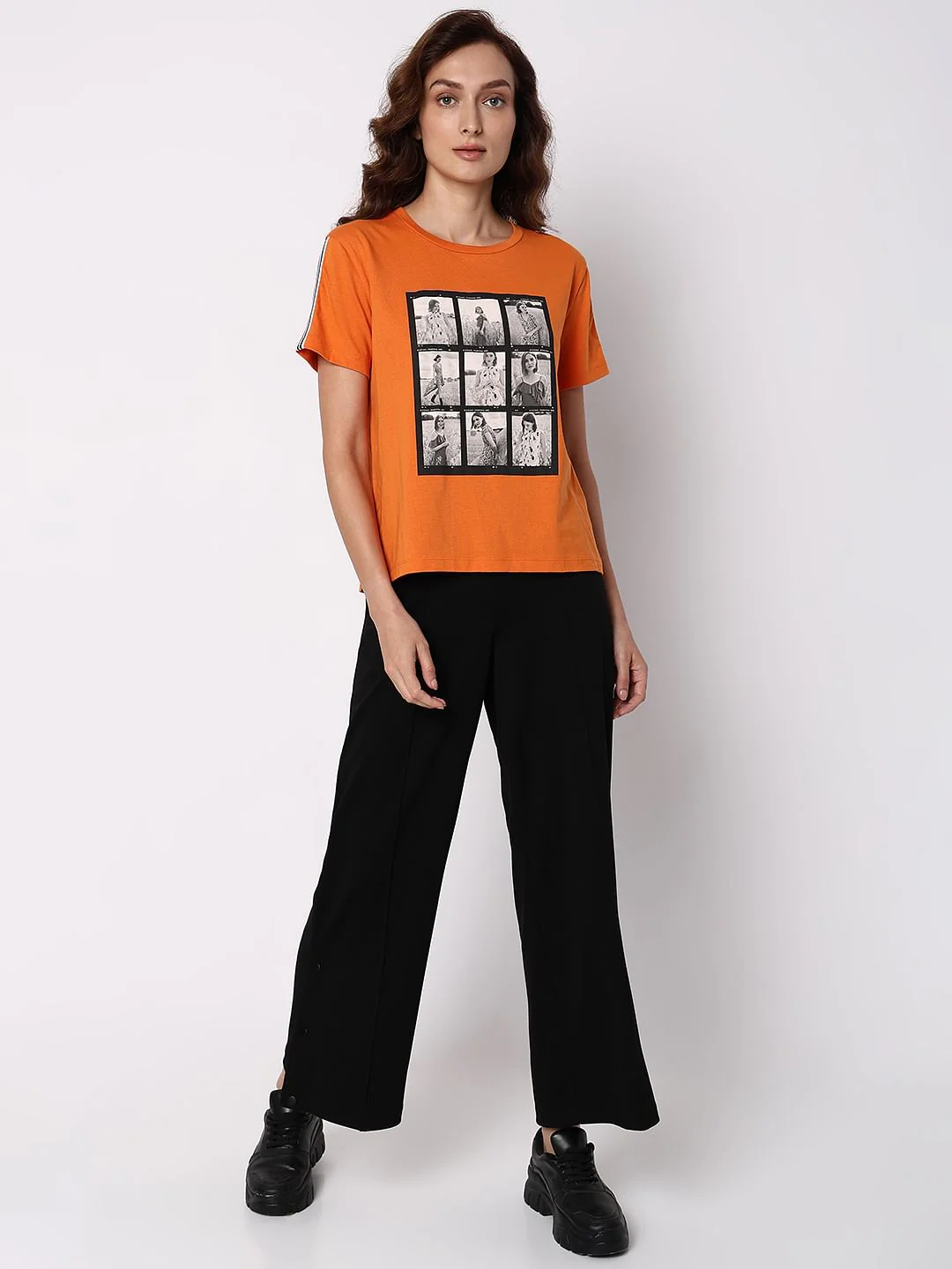 Orange Picture Collage Print T-Shirt - Image 5
