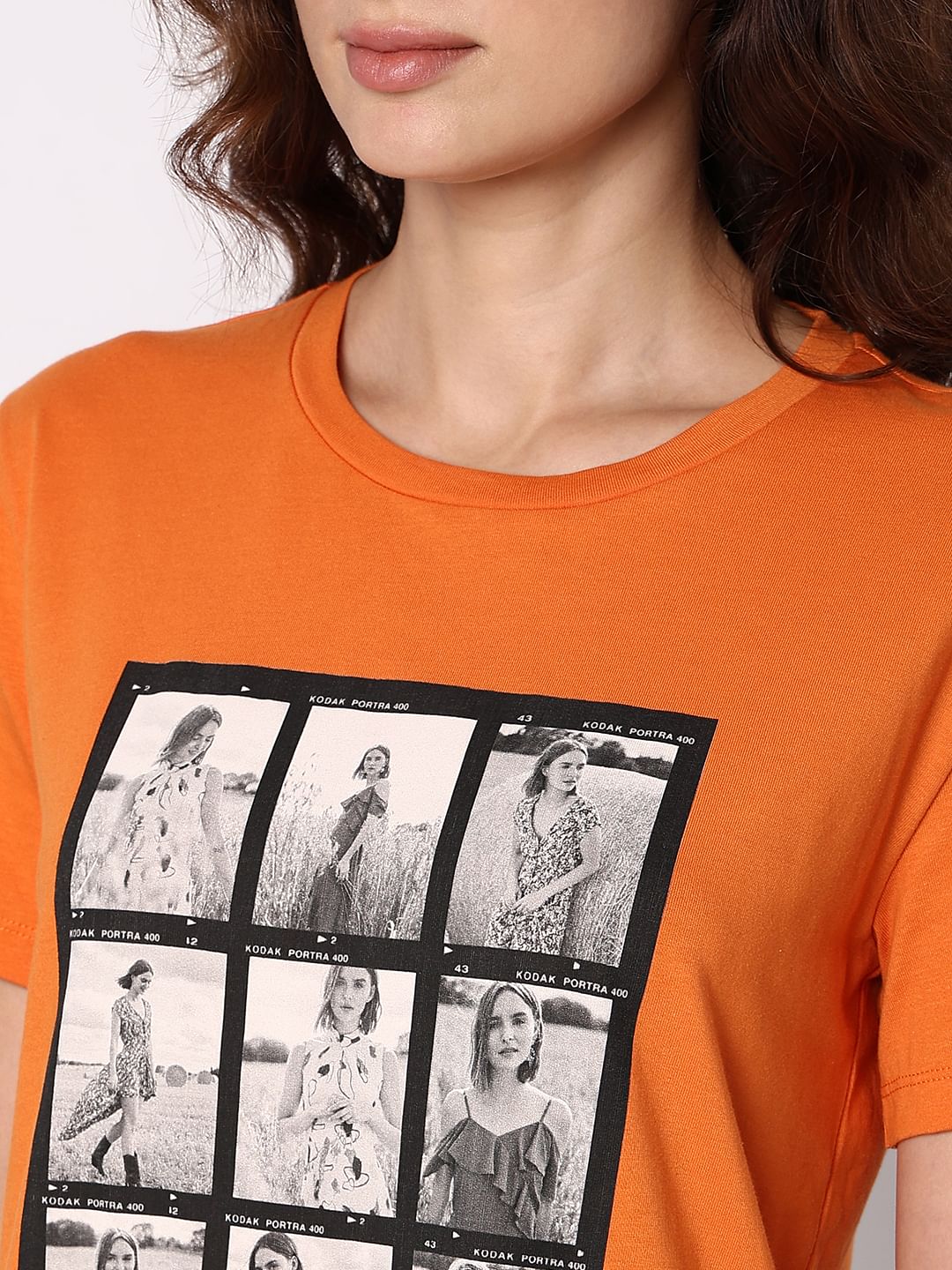 Orange Picture Collage Print T-Shirt - Image 8