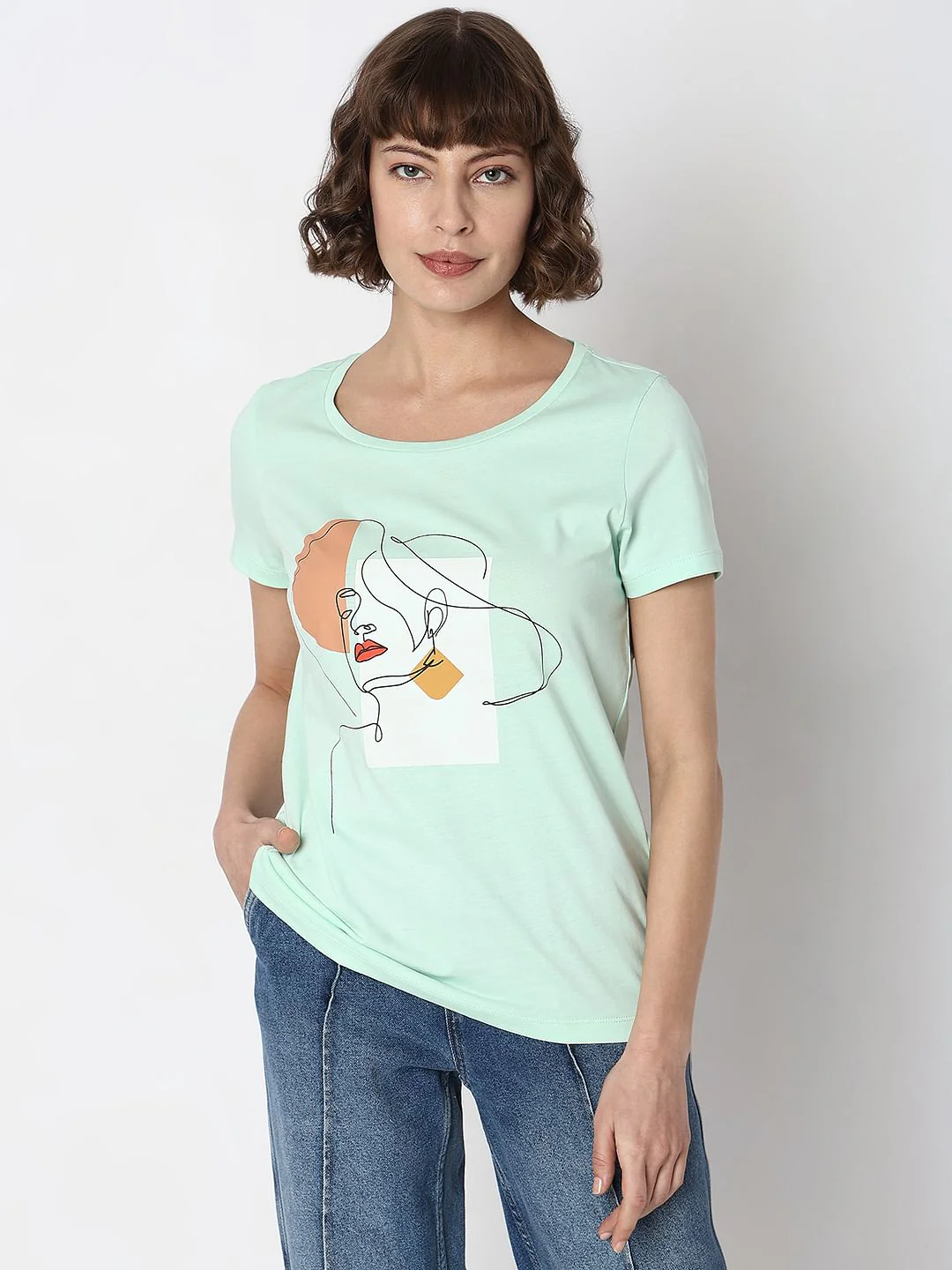 Mint Green Graphic Print T-Shirt - Image 2