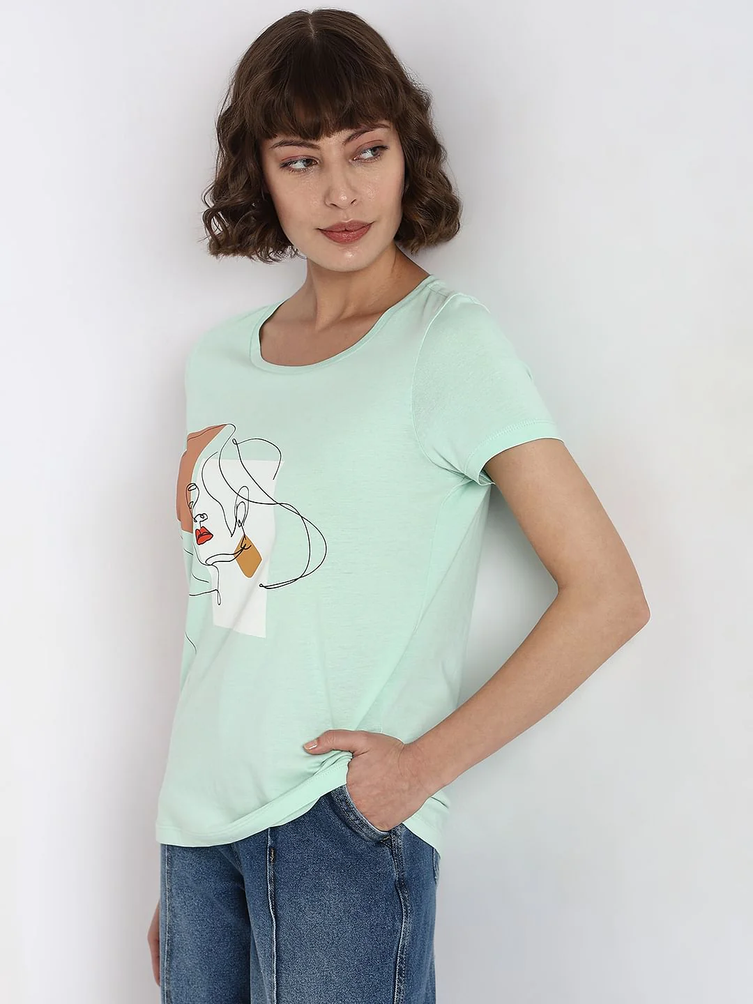 Mint Green Graphic Print T-Shirt - Image 3