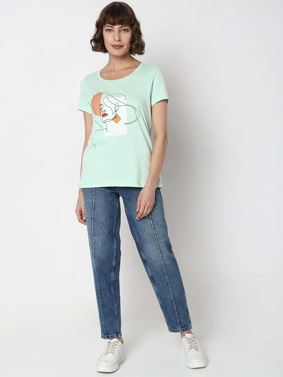 Mint Green Graphic Print T-Shirt - Image 5