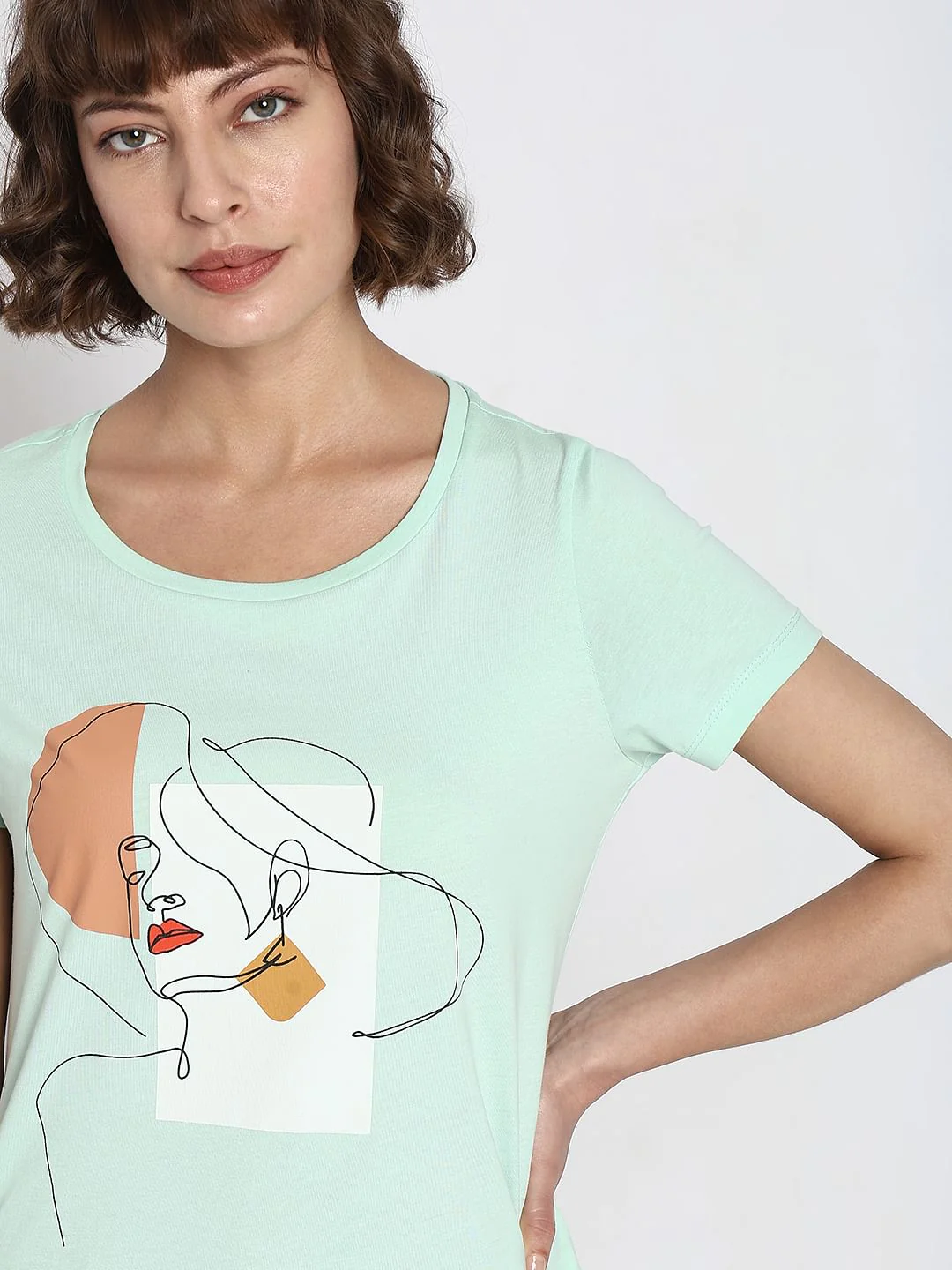 Mint Green Graphic Print T-Shirt - Image 6